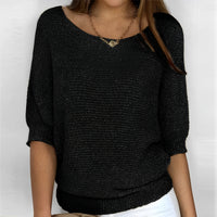 Leonie - Moderner Pullover mit Rundhalsausschnitt in Schwarz