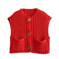 Beau | Damen Chunky Strick Pullover Cozy Modern Herbst Trend Komfort in Rot