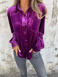 Isabella - Bluse Aus Samt in Lila