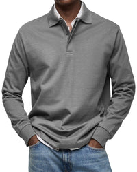 Felix | Luxus Langarm-Poloshirt in Grau