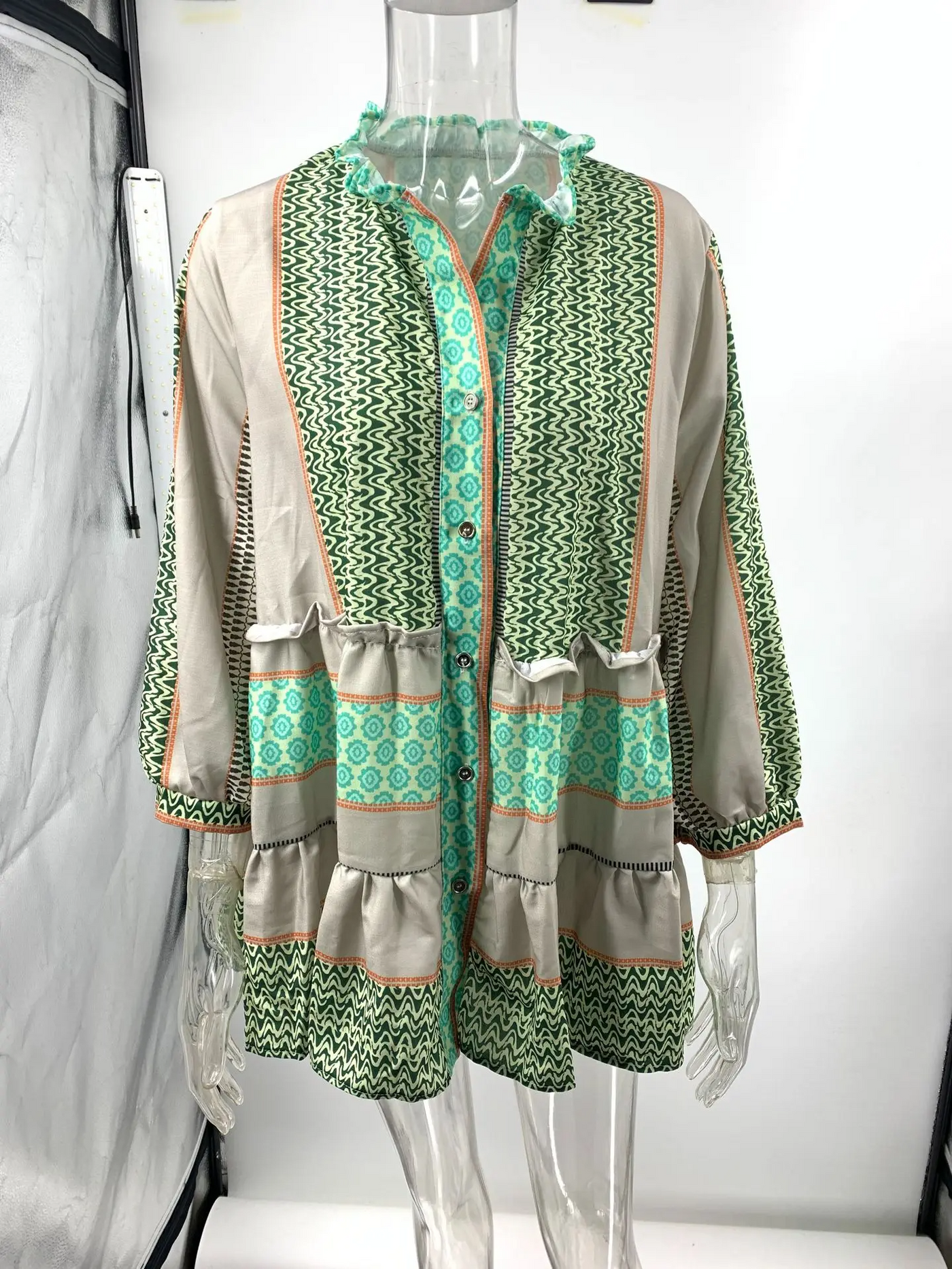 Marien | Leinen-Kleid mit Print für Frühling und Herbst