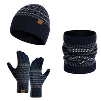 3-teiliges Winterset mit Mütze, Handschuhen und Schal in Navy blau