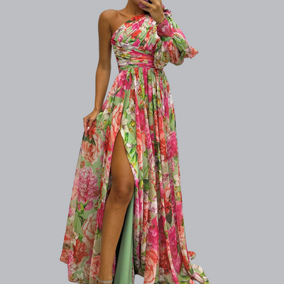 Lotte™ | Asymmetrisches Maxikleid mit floralem Design