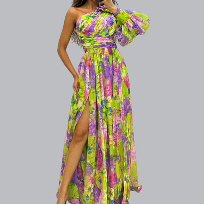 Lotte™ | Asymmetrisches Maxikleid mit floralem Design