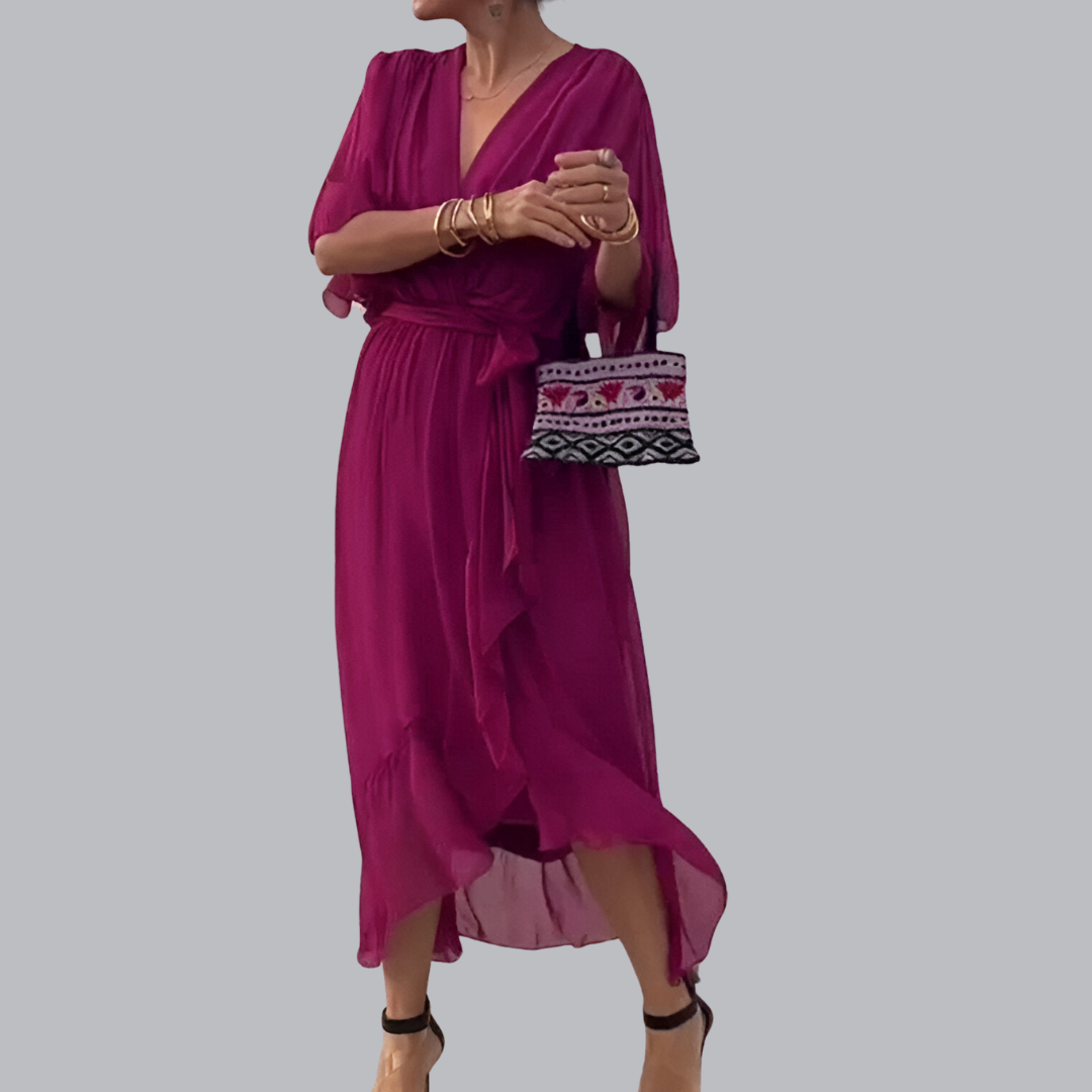 Monica™ | Chiffonkleid mit V-Ausschnitt