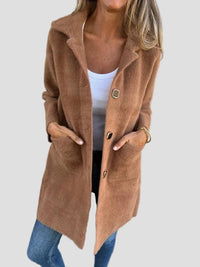 Elara | Einreihiger Mantel mit klassischem Revers in Khaki
