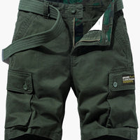Lässige Cargo-Shorts für Herren mit Gürtel und Taschen in Armeegrün