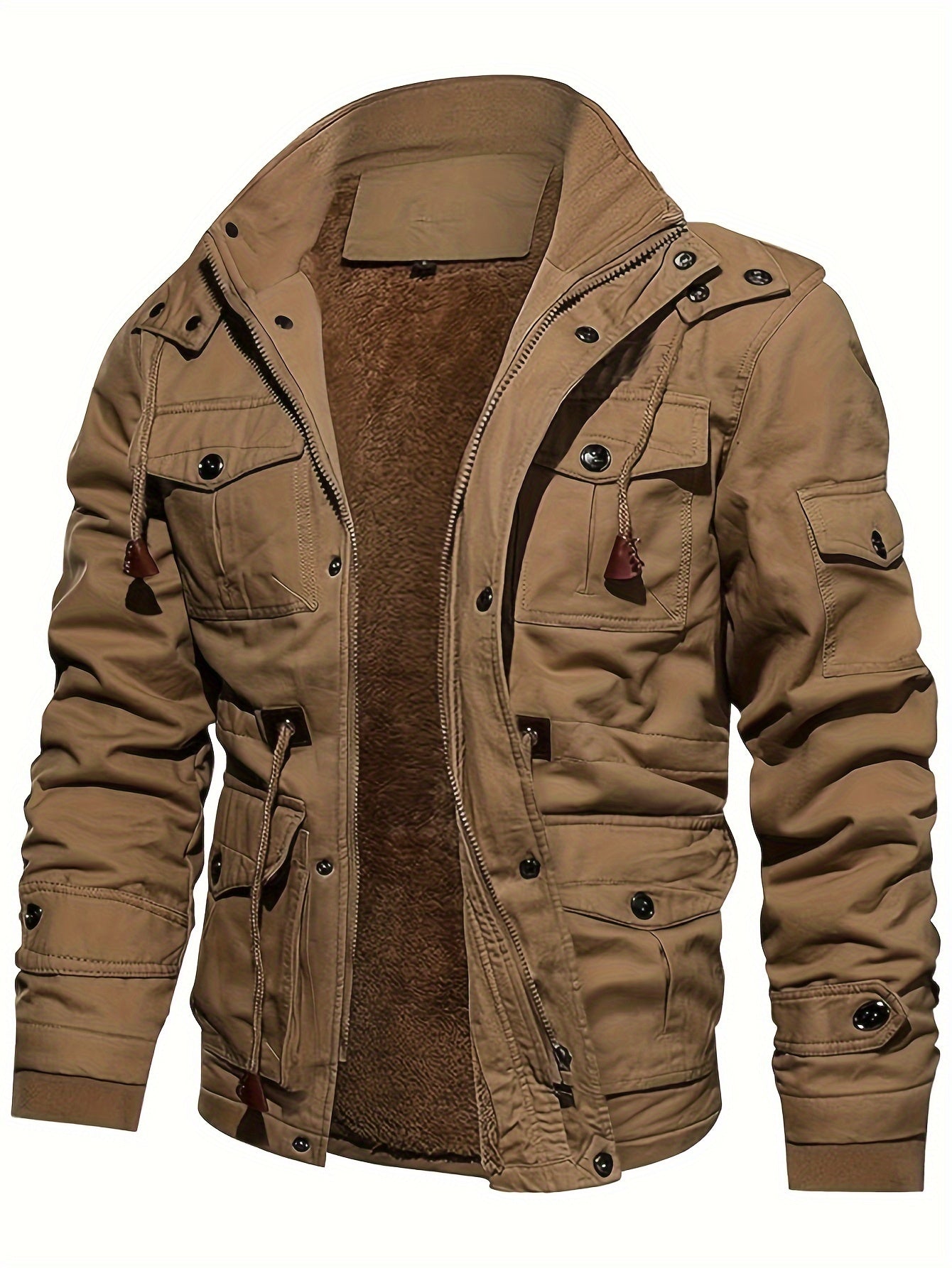 Taktische Fleece Mehrfach-Taschen Kapuzen Outdoor Jacke für Herren | Perfekt für Outdoor-Aktivitäten