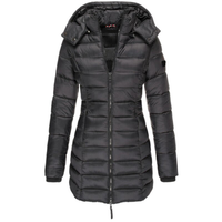 Elisa - Die beste und gemütlichste Daunenjacke mit Kapuze und Reißverschluss in Schwarz