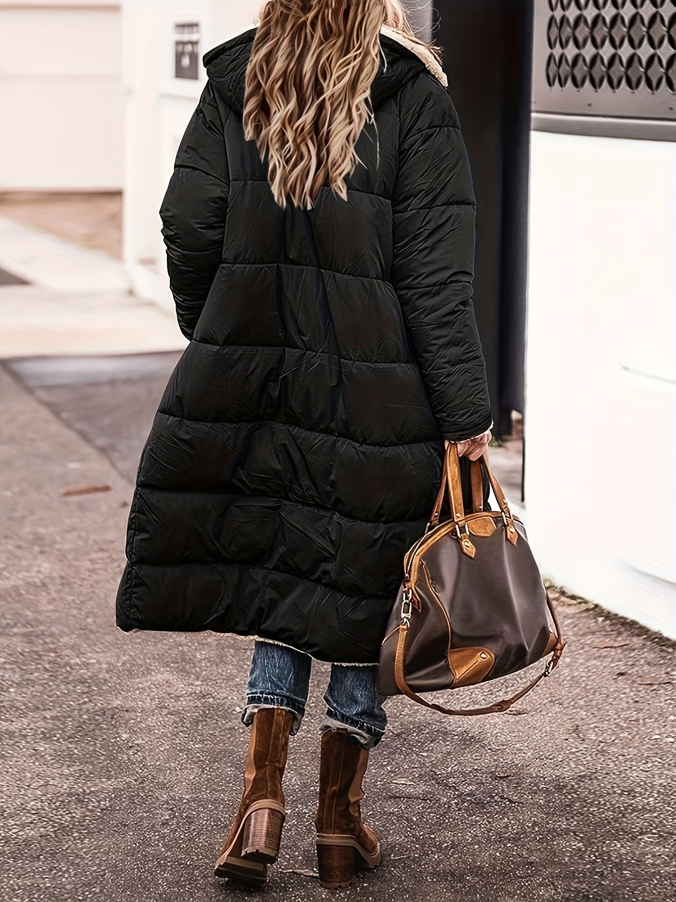 Elegante Lange Fleece Stepp Winterjacke für Damen | Ideal für den Winter