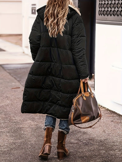 Elegante Lange Fleece Stepp Winterjacke für Damen | Ideal für den Winter