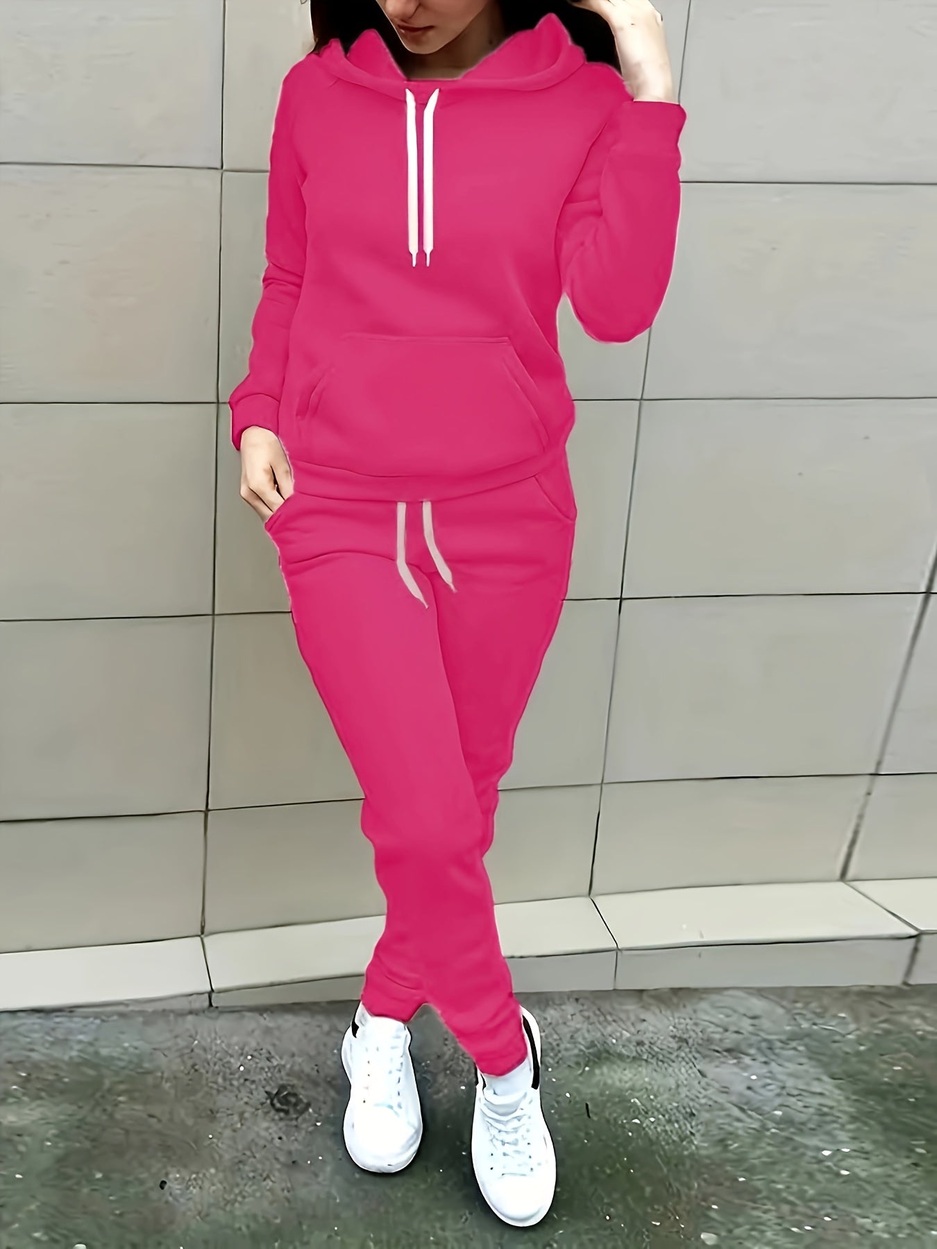 Damen Freizeit-Kapuzen-Hoodie mit Taschen und Kordelzug | Ideal für Active Wear