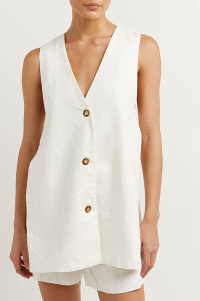 Jecc | Ärmelloses V-Ausschnitt-Westenblazer mit Knöpfen und High-Waist-Shorts Set