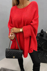 Nikoletta™ Stylischer modischer Gestrickter Pullover in Rot