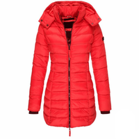 Elisa - Die beste und gemütlichste Daunenjacke mit Kapuze und Reißverschluss in Rot