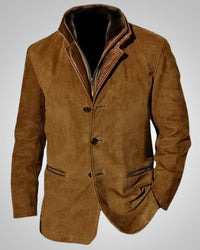 Frank | Herren Klassischer Reißverschluss Lederjacke in Dunkelbraun