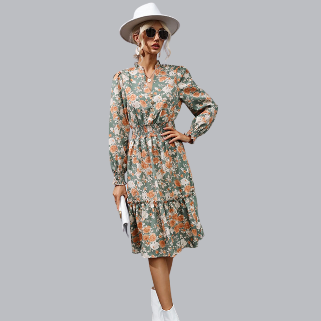 Eldrid™ | Geblümtes Midikleid mit femininer Taille