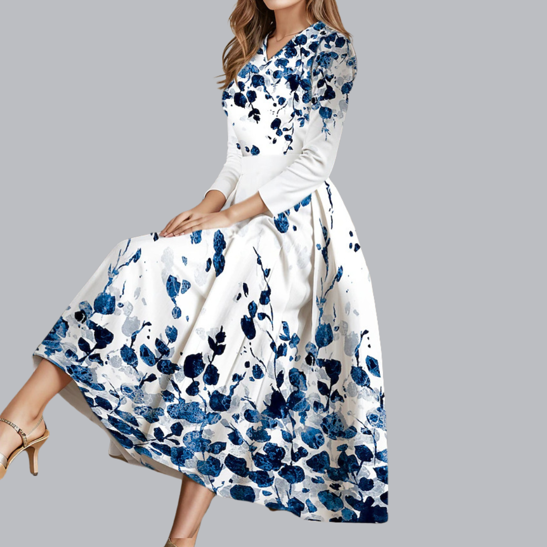 Elisa™ | Elegantes Blumenkleid mit langen Ärmeln