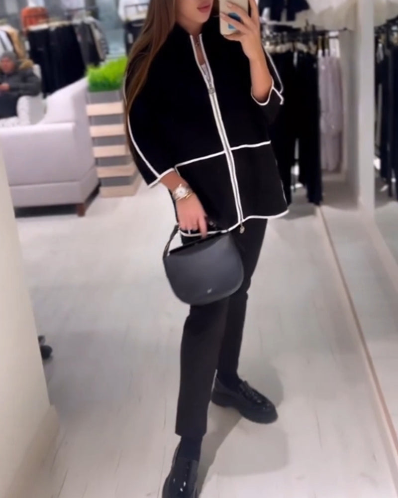 Belina™ - Mantel mit Reißverschluss in Kontrastfarbe