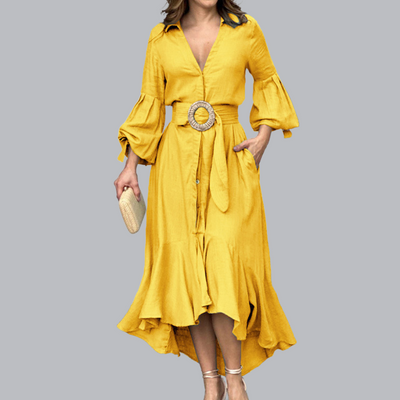 Malina™ | Midikleid mit Volantärmeln und Taillengürtel