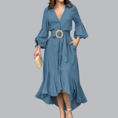 Malina™ | Midikleid mit Volantärmeln und Taillengürtel