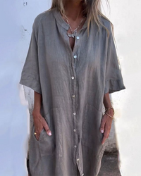 Naomi | Damen Hemdkleid Ibiza Lässig Boho Sommer Casual Strand in Grau