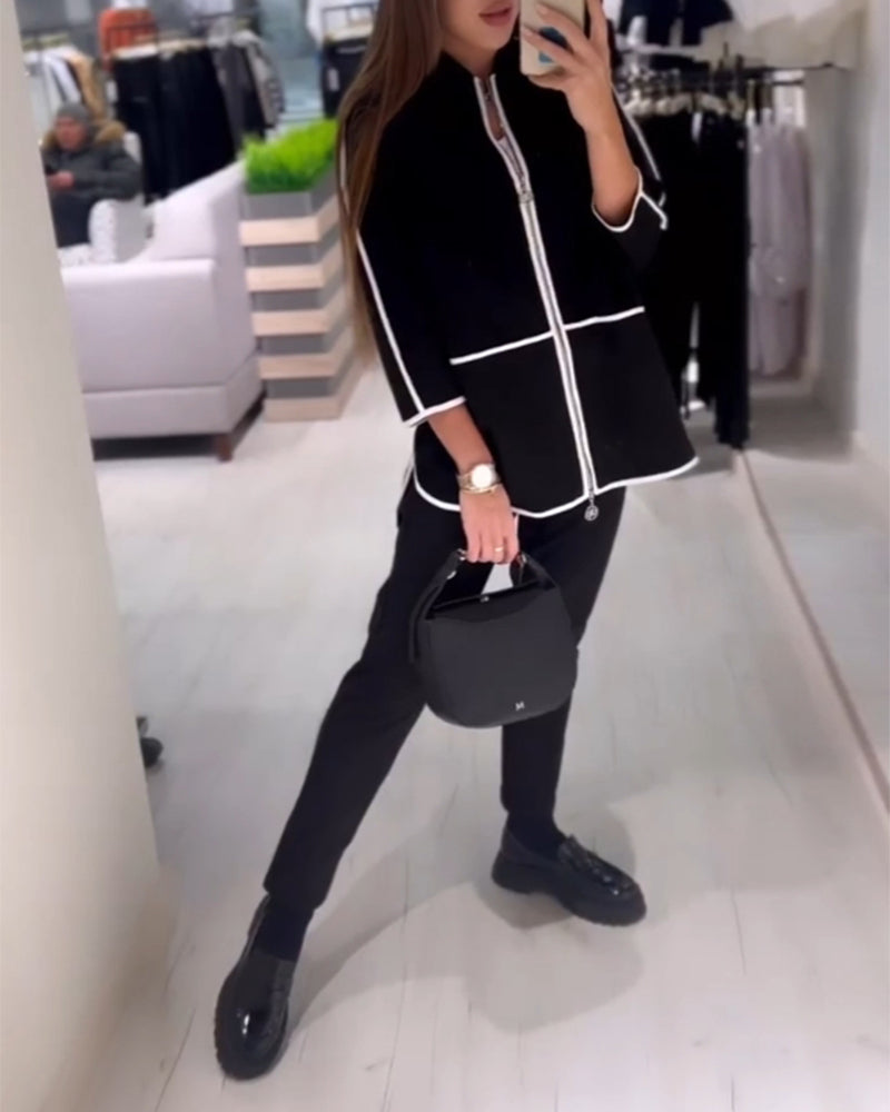 Belina™ - Mantel mit Reißverschluss in Kontrastfarbe