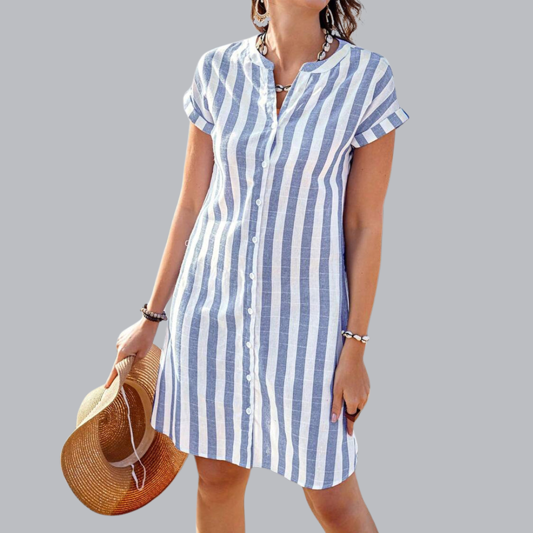 Martine™ | Elegante gestreepte overhemdjurk