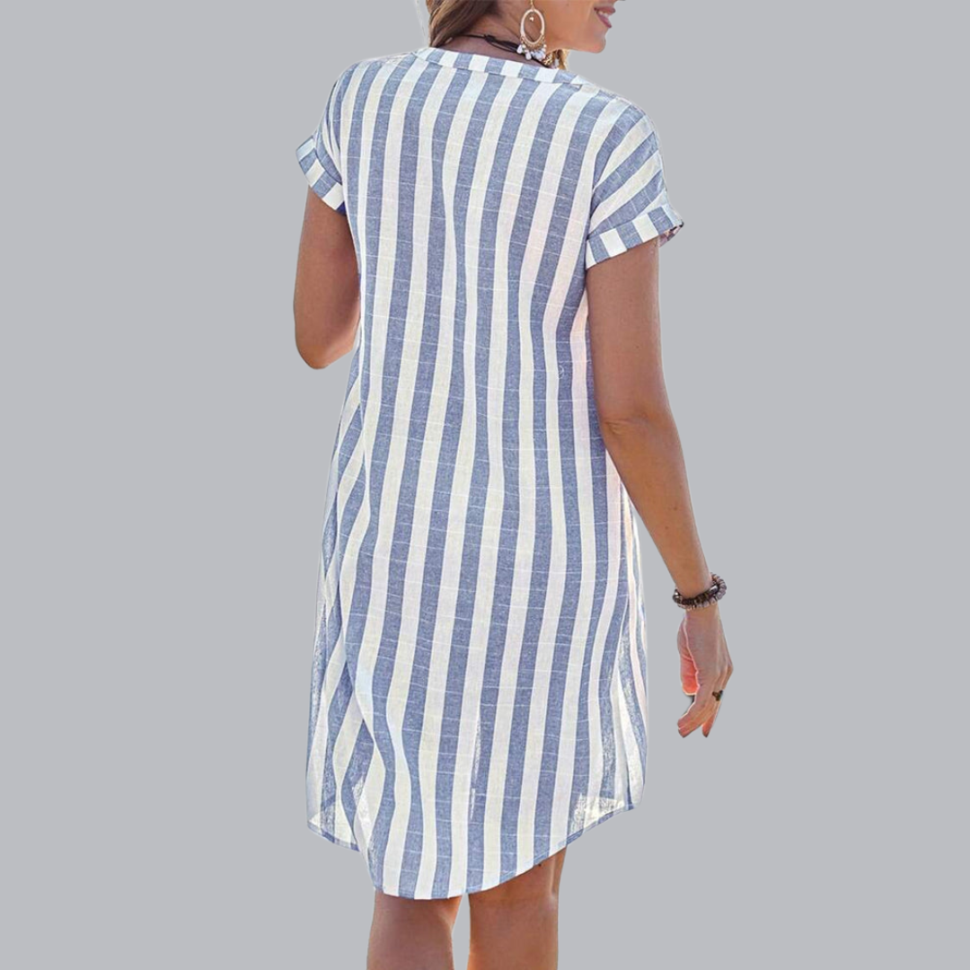 Martine™ | Elegante gestreepte overhemdjurk