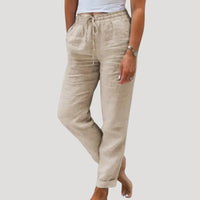 Sigrid | Damen Leinenhose Kordelzug Natürlich Komfort Sommer Leicht in Beige