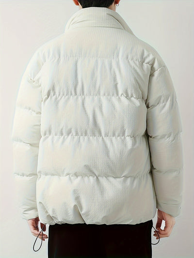 Warme Baumwoll-Steppjacke mit Bandkragen und Reissverschluss für Herren | Ideal für den Winter