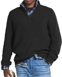 Diego | Sportiver Strickpullover mit Reißverschluss in Schwarz