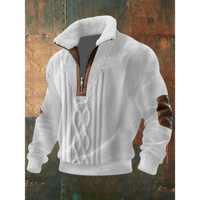 Ibrahima – Fleece Rollkragen Pullover Mit Reißverschluss in Weiß