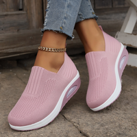 Hermina - Damen Slip-On Sneaker mit Strickstruktur in Rosa