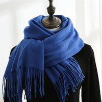 Designer-Schal mit Quasten | Warmer und weicher Kaschmir in Blau