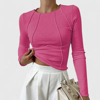Doris | Damen Langarmshirt Enganliegend Lässig Komfort Casual Modern in Rosa