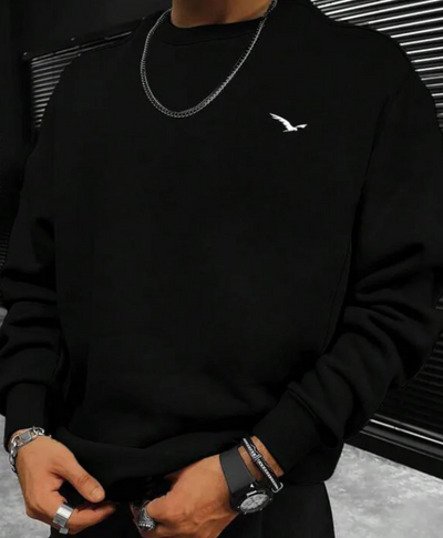 Wolph | Herren Crewneck Sweatshirt mit gesticktem Vogel-Logo, Casual Fit
