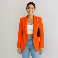 Charlotte | Damen Blazer Tailliert Revers Elegant Business Professionell in Orange