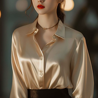Elegantes Satin-Hemdblusenshirt für Damen | Lange Ärmel in Braun