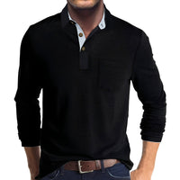 Marty - Komfortables Herren-Poloshirt mit langen Ärmeln in Schwarz