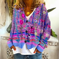 Melanie | Damen Gestrickter Strickjacken-Pullover in Lila