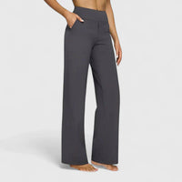 Nadine | Damen Lounge Hose Weit Stretchbund Komfort Casual Zuhause in Grau