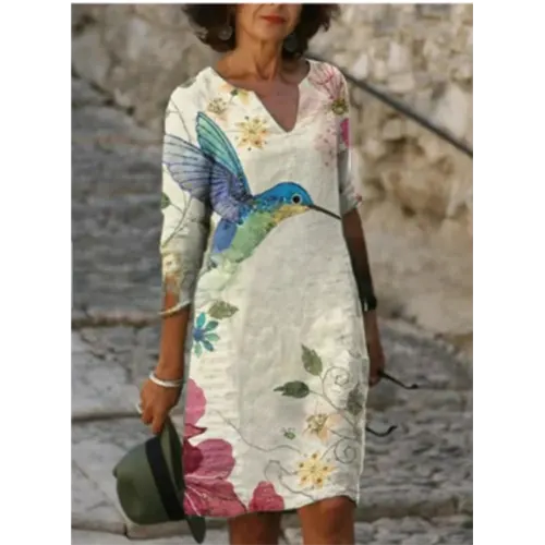 Frühlingszauber | Mini Kleid mit Blumendesign und V-Ausschnitt für Damen