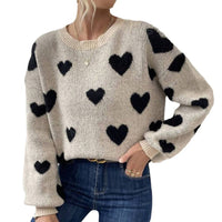 Herzgestrickter Pullover für Damen im lässigen Stil - Lumezia in Khaki