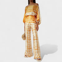 Céline | Damen Festlicher Sommer Midi Zweiteiler Elegant Koordiniert in Gelb