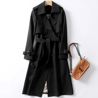 Eleganter Langer Trenchcoat mit Schnürung für Damen | Ideal für den Winter
