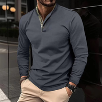 OLIVER – Langarm-Polo mit stylischem Kragen in Grau