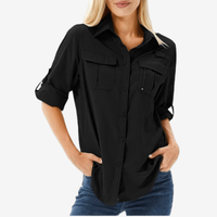 Atmungsaktive Wandershirt für Damen | Lange Ärmel in Schwarz
