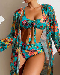Glenda – Bikini-Set mit Blumenrock in Blau