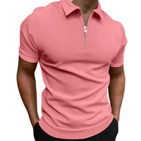 GREGORIO | MODERNES POLO MIT HALBHOHEM REISSVERSCHLUSS in Rosa